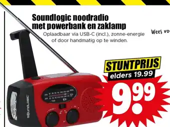Dirk Soundlogic noodradio met powerbank en zaklamp aanbieding