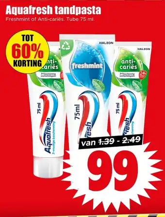 Dirk Aquafresh tandpasta aanbieding