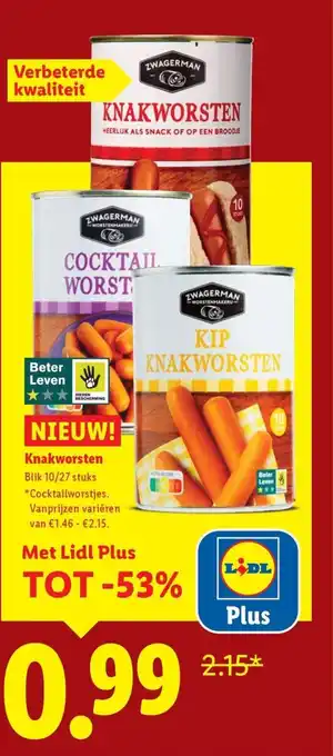 Lidl Knakworsten aanbieding