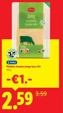 Lidl Plakken Goudse jonge kaas 48+ aanbieding