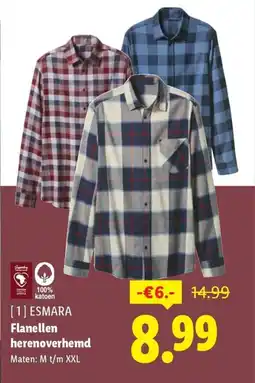 Lidl Esmara flanellen herenoverhemd aanbieding