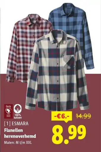 Lidl Esmara flanellen herenoverhemd aanbieding