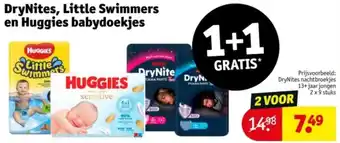Kruidvat DryNites, Little Swimmers en Huggies babydoekjes aanbieding