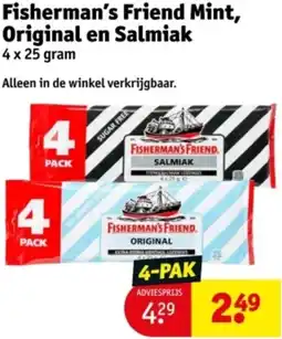 Kruidvat Fisherman's Friend Mint, Original en Salmiak aanbieding