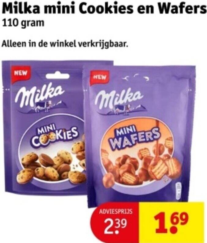 Milka mini Cookies en Wafers 110 g aanbieding bij Kruidvat