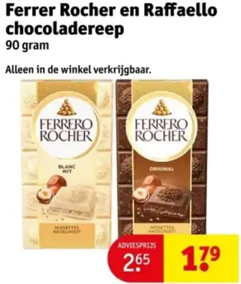 Kruidvat Ferrer Rocher en Raffaello chocoladereep aanbieding
