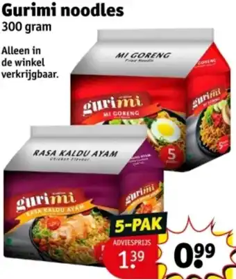Kruidvat Gurimi noodles aanbieding