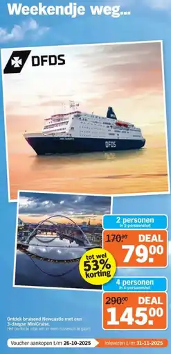 Albert Heijn Ontdek bruisend Newcastle met een 3-daagse MiniCruise. aanbieding