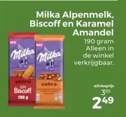 Trekpleister Milka alpenmelk biscoff en karamel amandel aanbieding