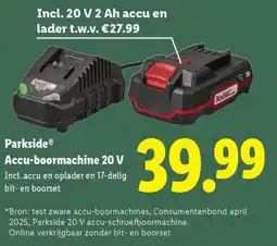 Lidl Parkside accu-boormachine 20 v aanbieding
