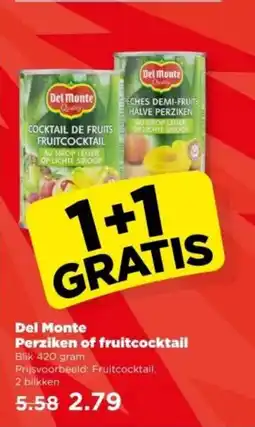 PLUS Del monte perziken of fruitcocktail aanbieding