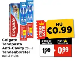 Vomar Voordeelmarkt Colgate Tandpasta Anti-Cavity Tandenborstel aanbieding