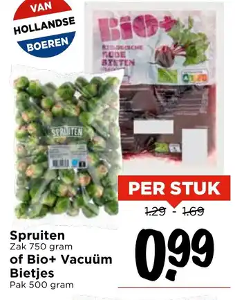 Vomar Voordeelmarkt Spruiten of Bio+ Vacuüm Bietjes aanbieding
