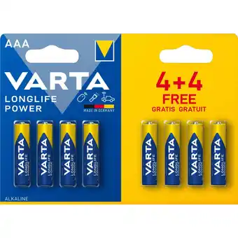 Top1Toys Batterij Varta AAA 4+4 Alkaline Longlife Power aanbieding