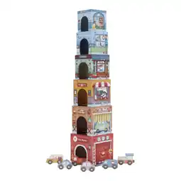 Top1Toys Little Dutch stapeltoren incl. 6 auto's fsc aanbieding
