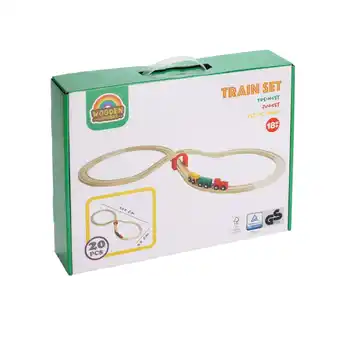 Top1Toys Treinbaan hout 20-delig aanbieding