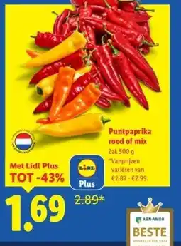 Lidl Puntpaprika rood of mix aanbieding