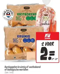 Jumbo Aardappelen kruimig of vastkokend of biologische wortelen aanbieding