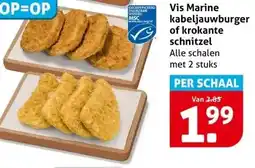 Hoogvliet Vis Marine kabeljauwburger of krokante schnitzel aanbieding