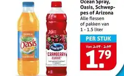 Hoogvliet Ocean Spray, Oasis, Schwep- pes of Arizona aanbieding