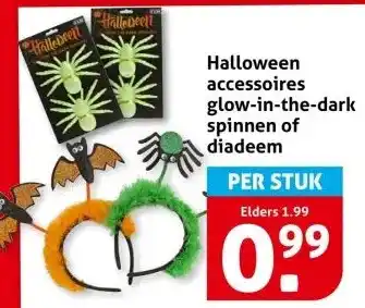 Hoogvliet Halloween accessoires glow-in-the-dark spinnen of diadeem aanbieding