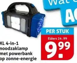 Hoogvliet XL 4-in-1 noodzaklamp met powerbank op zonne-energie aanbieding