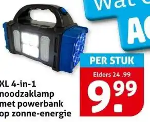 Hoogvliet XL 4-in-1 noodzaklamp met powerbank op zonne-energie aanbieding