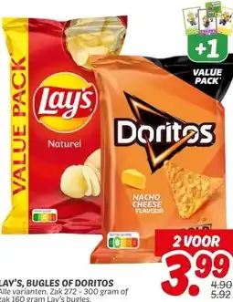 Dekamarkt LAY'S, BUGLES OF DORITOS aanbieding