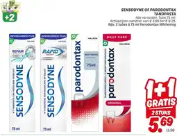 Dekamarkt SENSODYNE OF PARODONTAX TANDPASTA aanbieding