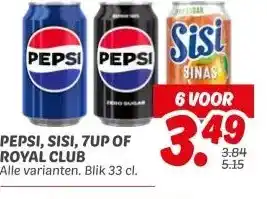 Dekamarkt PEPSI, SISI, 7UP OF ROYAL CLUB aanbieding