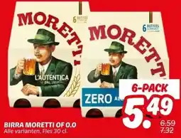 Dekamarkt BIRRA MORETTI OF 0.0 aanbieding
