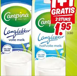 Dekamarkt CAMPINA LANGLEKKER HOUDBARE MELK aanbieding