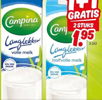 Dekamarkt CAMPINA LANGLEKKER HOUDBARE MELK aanbieding