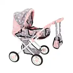 Top1Toys Poppenwagen 2 in 1 grijs/roze 66,5x37x69 cm aanbieding