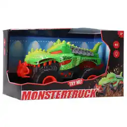 Top1Toys Monstertruck dino blauw met licht en geluid aanbieding