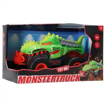 Top1Toys Monstertruck dino blauw met licht en geluid aanbieding