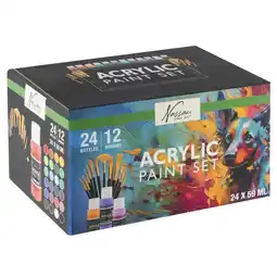 Top1Toys Plakkaatverf acrylic set compleet 24x59ml+12 kwasten aanbieding