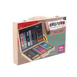 Top1Toys Creafun kleurkoffer kist 86-delig hout aanbieding