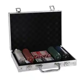 Top1Toys Pokerset in koffer 200 delig met 2 decks speelkaarten en fiches aanbieding