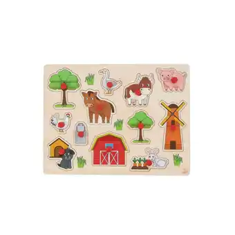 Top1Toys Puzzelplank boerderij knopjespuzzel 30x22 cm aanbieding