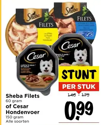 Vomar Voordeelmarkt Sheba Filets of Cesar Hondenvoer aanbieding