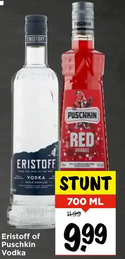 Vomar Voordeelmarkt Eristoff of Puschkin Vodka aanbieding
