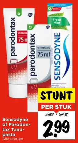 Vomar Voordeelmarkt Sensodyne of Parodontax Tandpasta aanbieding