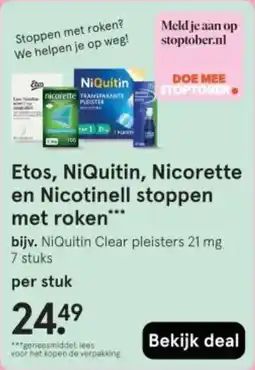 Etos Etos, NiQuitin, Nicorette en Nicotinell stoppen met roken aanbieding