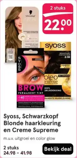 Etos Syoss, Schwarzkopf Blonde haarkleuring en Creme Supreme aanbieding