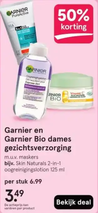 Etos Garnier en Garnier Bio dames gezichtsverzorging aanbieding