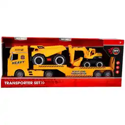 Top1Toys Rapid Wheels Autotransporter bouwvoertuigen met licht en geluid en frictie aanbieding