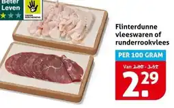 Hoogvliet Flinterdunne vleeswaren of runderrookvlees aanbieding