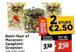 Vomar Voordeelmarkt Bami-Nasi of Macaroni-Groenten aanbieding