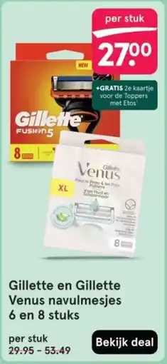 Etos Gillette en Gillette Venus navulmesjes 6 en 8 stuks aanbieding